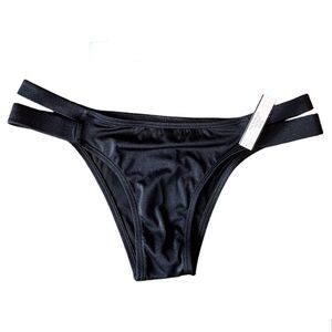 NWT VS Double Banded The Itsy Black Bikini Bottom Med Victoria’s Secret